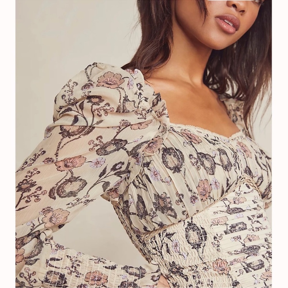Free People! Brunch Date Bodysuit in Ivory Combo NWT! - Picture 3 of 16
